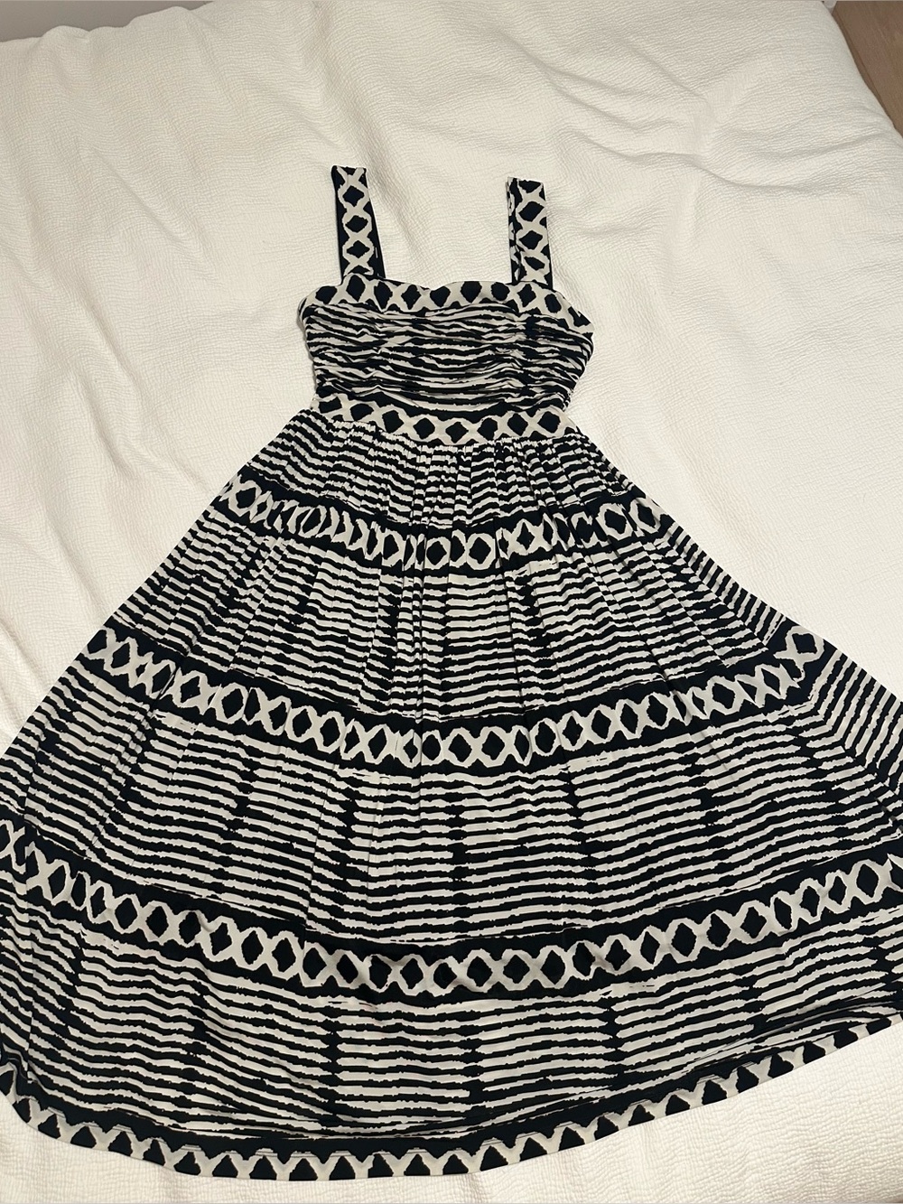 Tracy Reese Black and White Strapless Maxi Dress